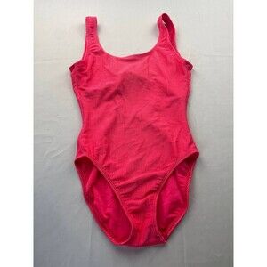 Catalina Womens Size 12 Ribbed Pink One Piece Bathing Suit Scoop Back Sleeveless